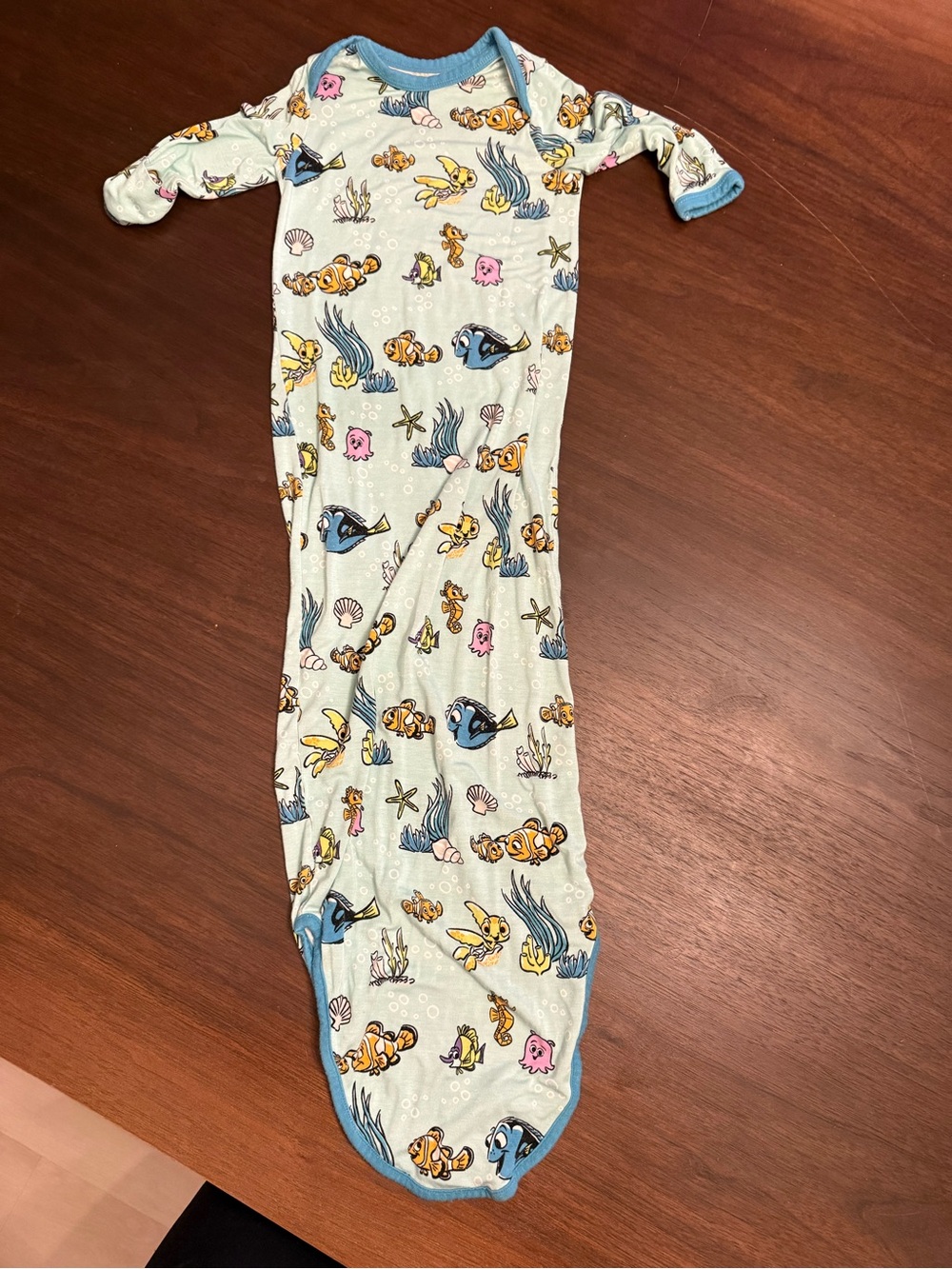 Little Sleepies Light Blue Ocean Print Knotted Gown